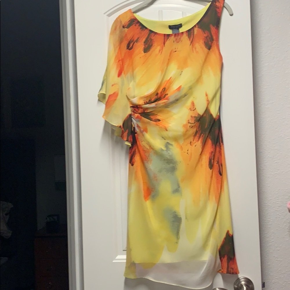 Midi dress, yellow and orange,
